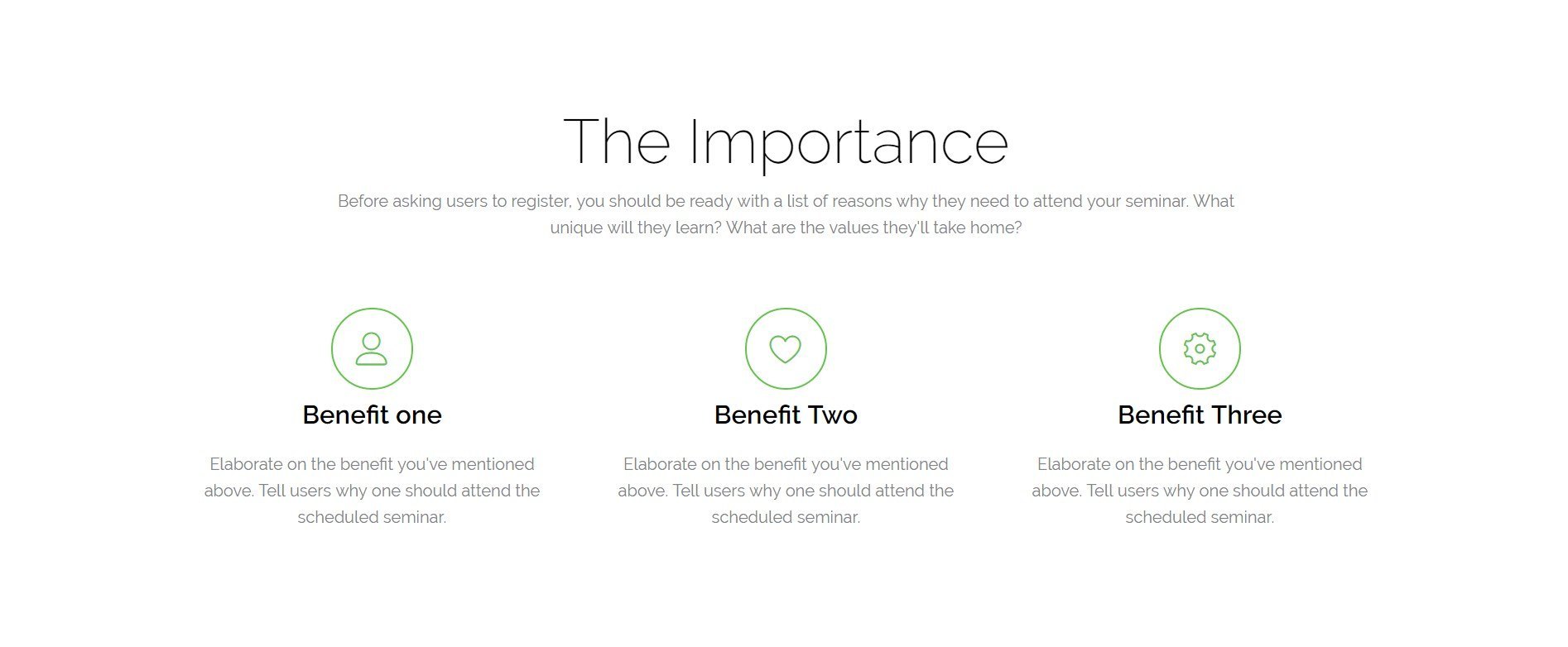 Creative use of info boxes to display benefits